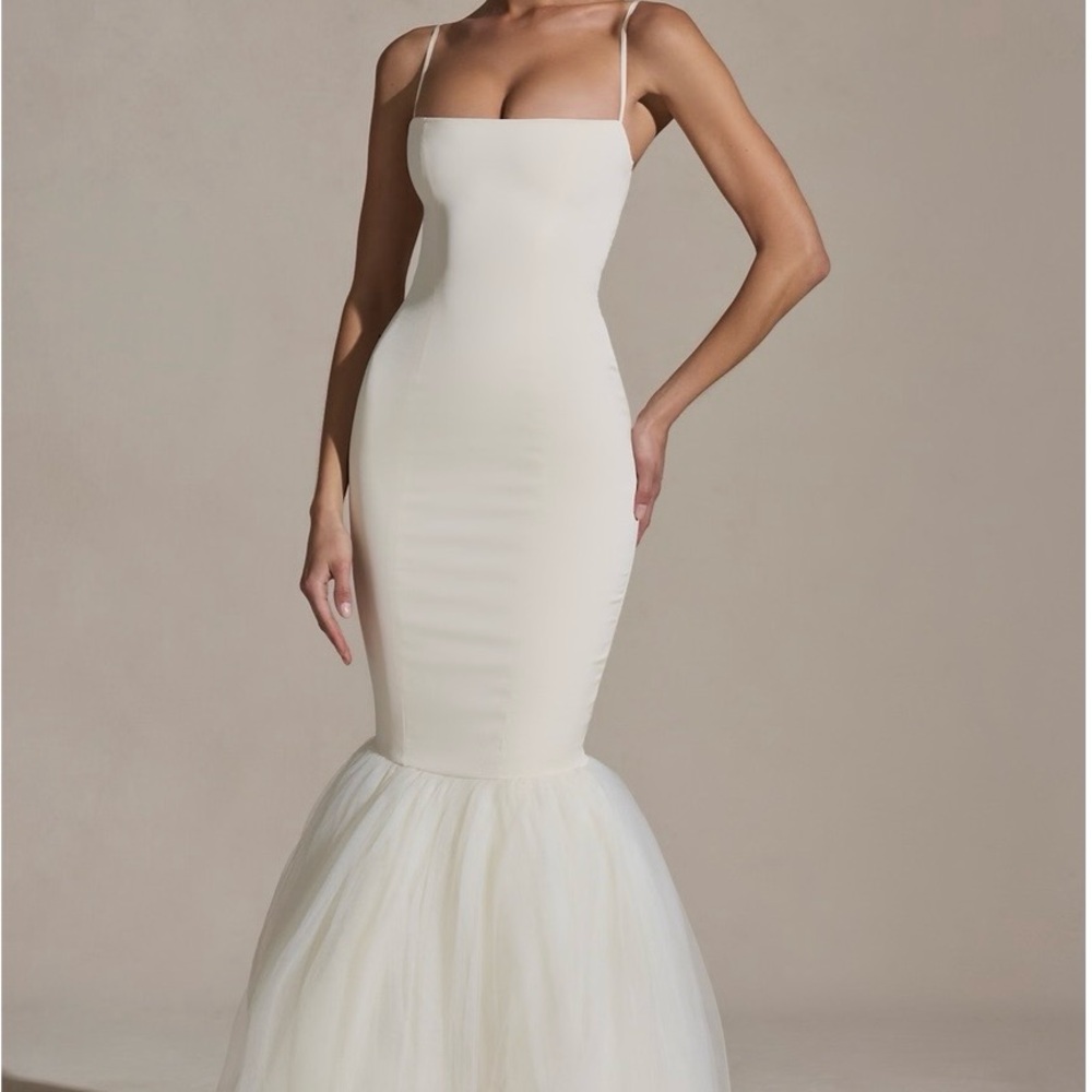 Oh Polly Strapless Cream Mermaid Dress